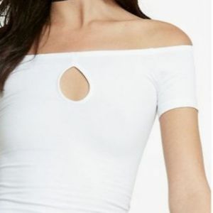 Express One Eleven Off the Shoulder White Top